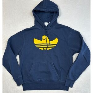 Adidas Mark Gonzales Shmoo Trefoil Hoodie Mens Small Navy Blue Yellow Pullover